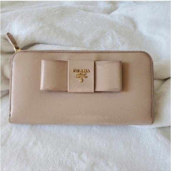 PRADA NUDE BOW ZIPPY Wallet cardholder - Picture 1 of 16